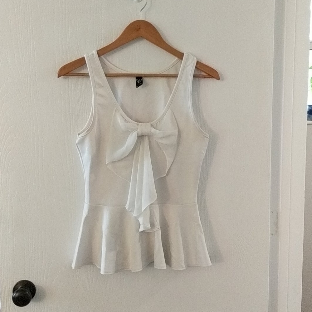 Ribbon front sleeveless blouse